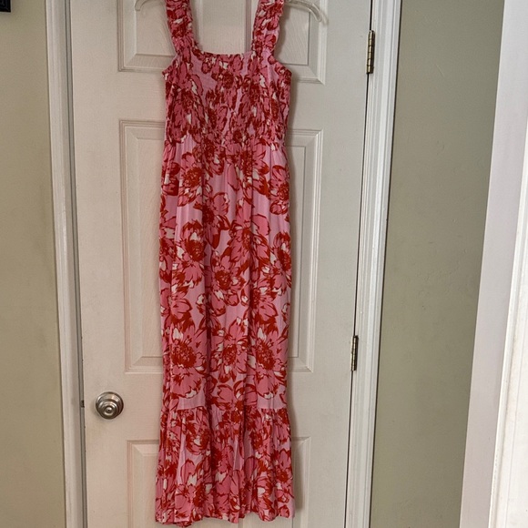 Floral Pink and Red Maxi Dress Pink Lily small - Picture 1 of 5